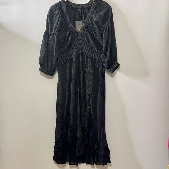 Young Threads Western Boho Elasticated V-neck Midi Dress Size L - Picture 5 of 6